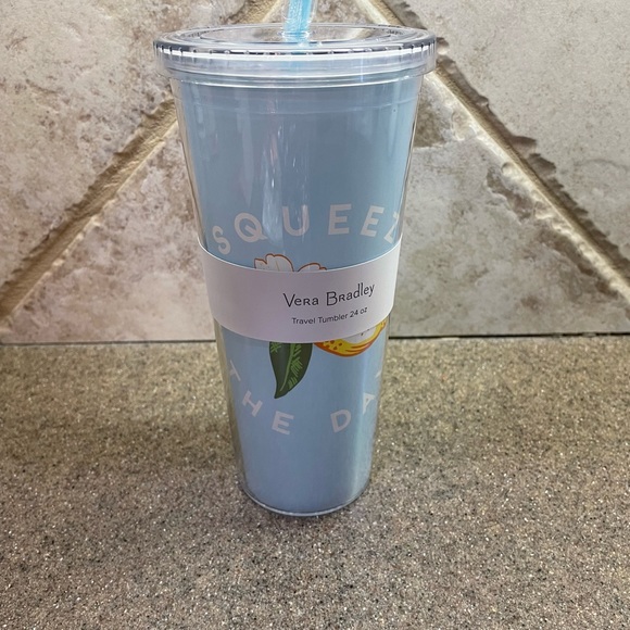 🆕 Vera Bradley 🍋 Lemon Grove Travel Tumbler 24oz in Acrylic/Melamine - Picture 4 of 4